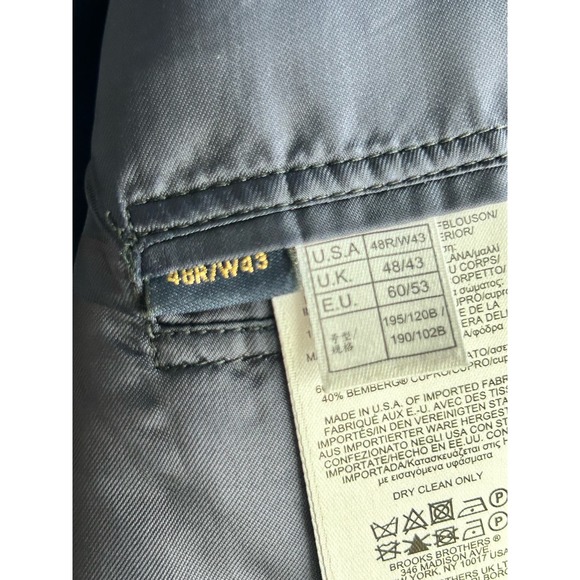 Brooks Brothers Men's Stripe Suit Jacket Wool Long Sleeve Navy Size 48R/W43 - Picture 12 of 16